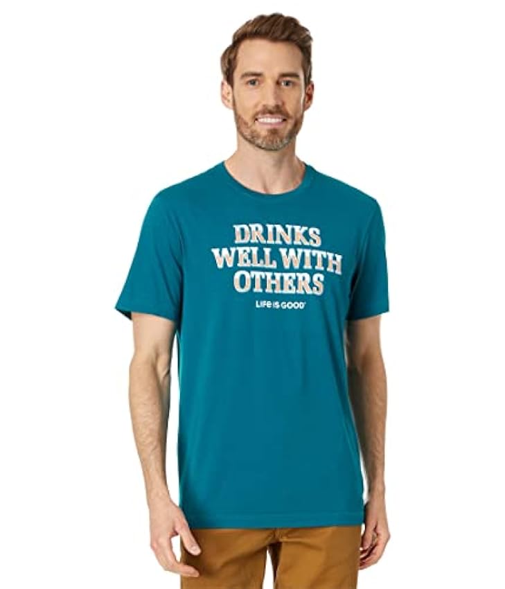 Life is Good T-shirt Crusher-Lite™ à manches courtes avec inscription « Drinks Well with Others » VZUnLdpO