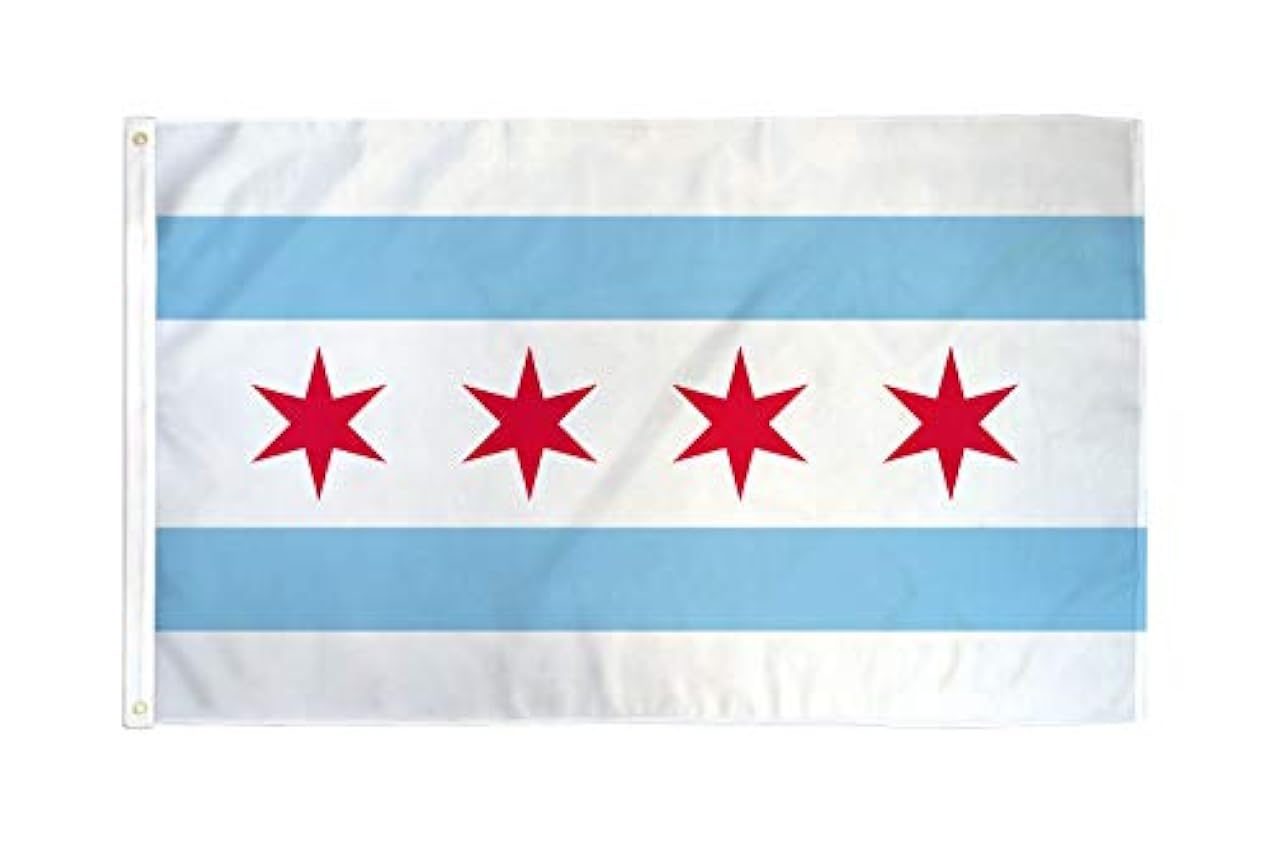 AZ FLAG - Drapeau Chicago - 90x60 cm - Drapeau Etat Américain - USA - Etats-Unis 100% Polyester avec Oeillets Métalliques Intégrés - Pavillon 50g rdB7rK7Y