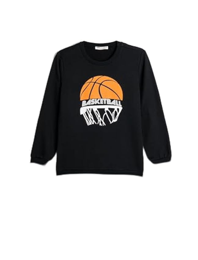 Koton Sweatshirt Long Sleeve Crew Neck Basketball Themed Printed Detail Soft Interior, Maillot de survêtement Garçons, Navy (704), RElUC03k