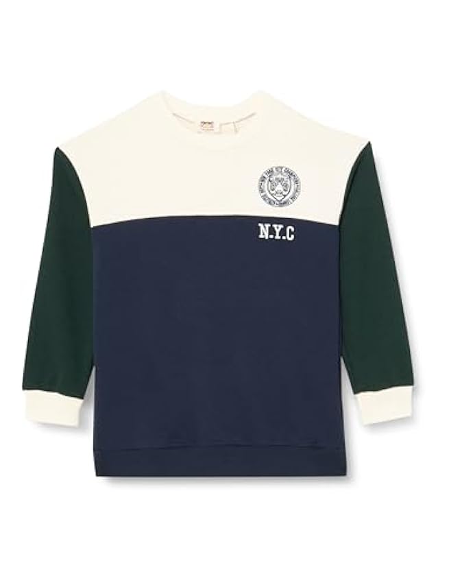 Koton Sweatshirt Long Sleeve Crew Neck Printed Detail Color Block Soft Interior, Maillot de survêtement Garçons, Navy (703), ickEJTbg