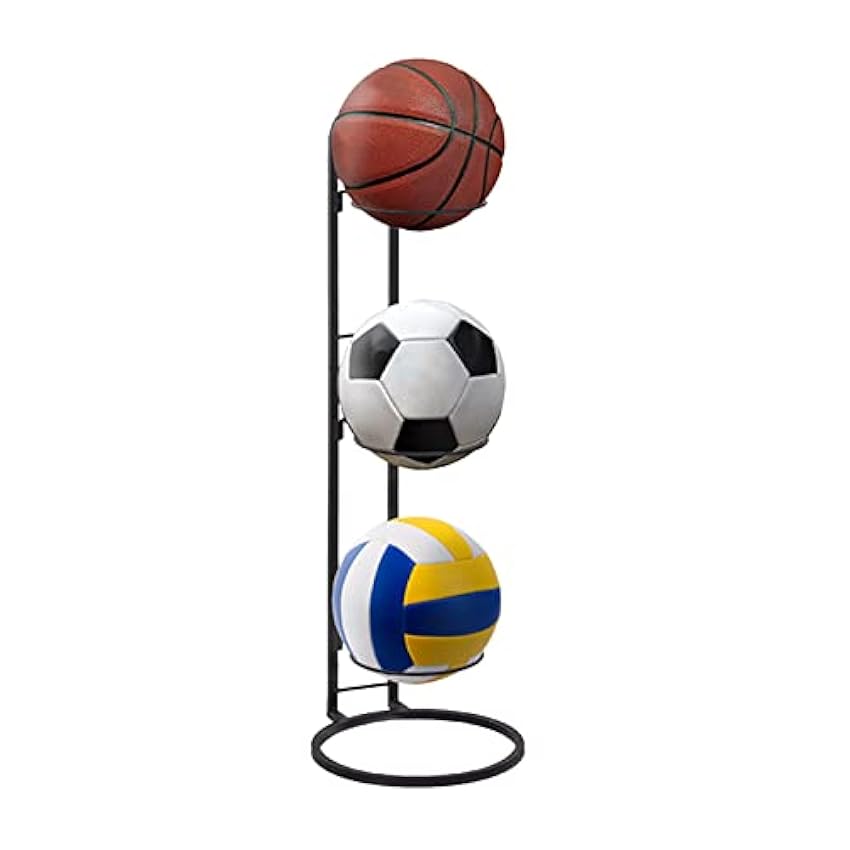 Qutalmi Porte Ballon Basket, Support de Rangement Vertical à 3 Niveaux, Présentoir De Ballon De Sport en Métal, Organisateur D´équipement De Sport pour Garçons pour Basket-Ball, Football, Volley xzbcZd1X