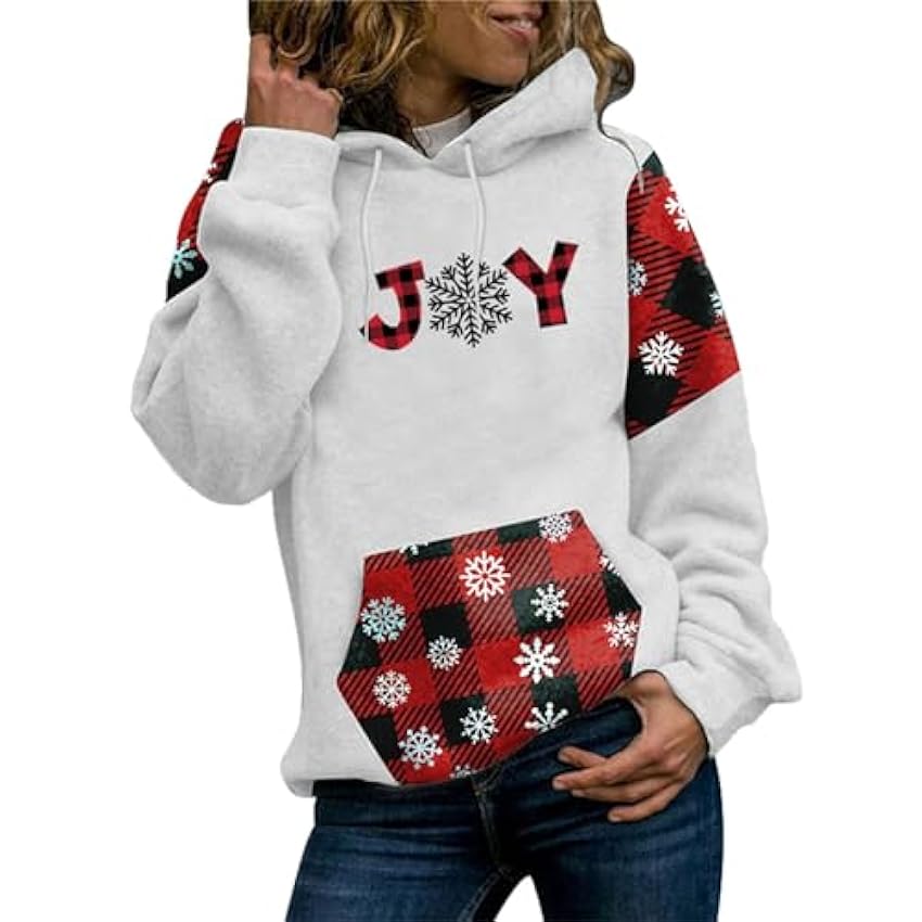 Veste de Pluie Femme e Taille Sweat-shirt à capuche à manches longues et imprimé de Noël pour femmes Blouson de Ski Femme O2G2F70w