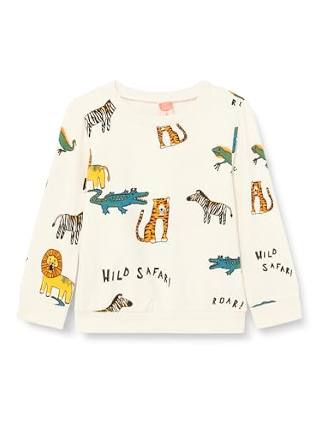 Koton Crew Neck Long Sleeve Animals Printed Sweatshirt, Maillot de survêtement Garçons, Ecru Design(0D1), DL8m02in