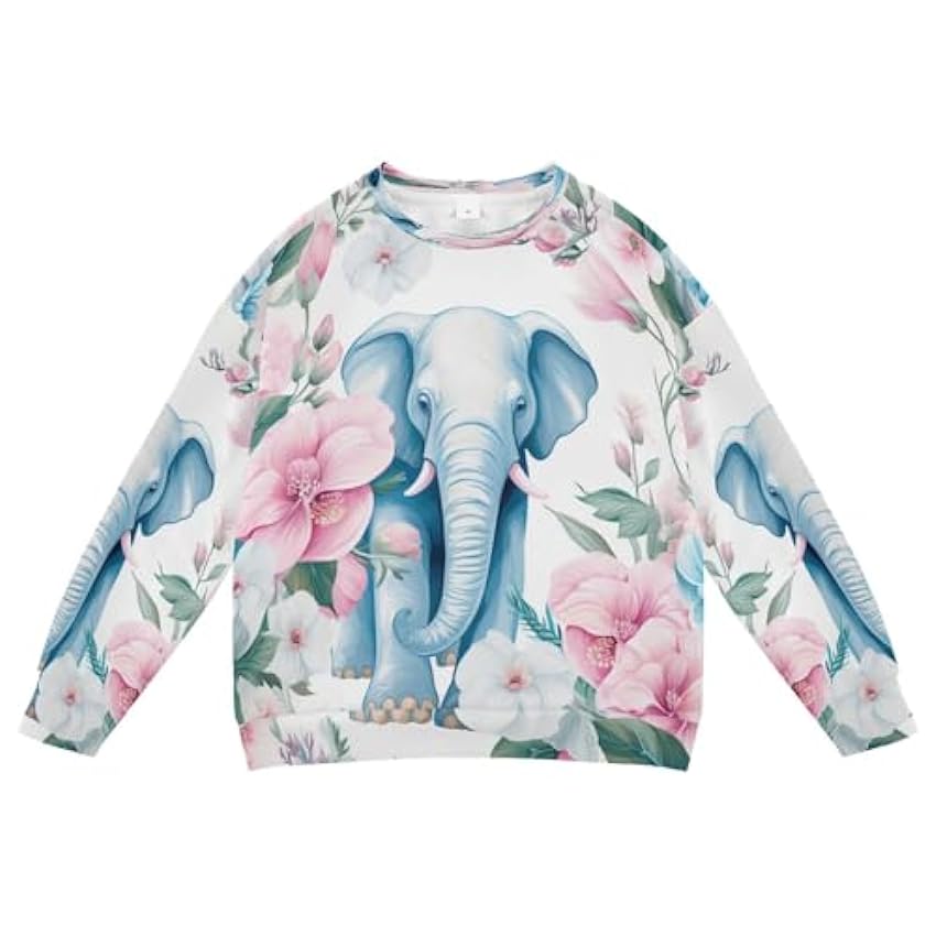 KAAVIYO Éléphant Bleu Rose Art Sweat-Shirt Doux À Manch