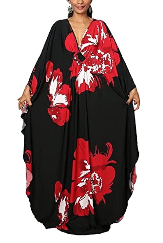 YOUKD Floral d´été Caftan Ample Boho Plage Bikini Robe de Soirée Robe de Grande Taille pour Femme nDgfThas