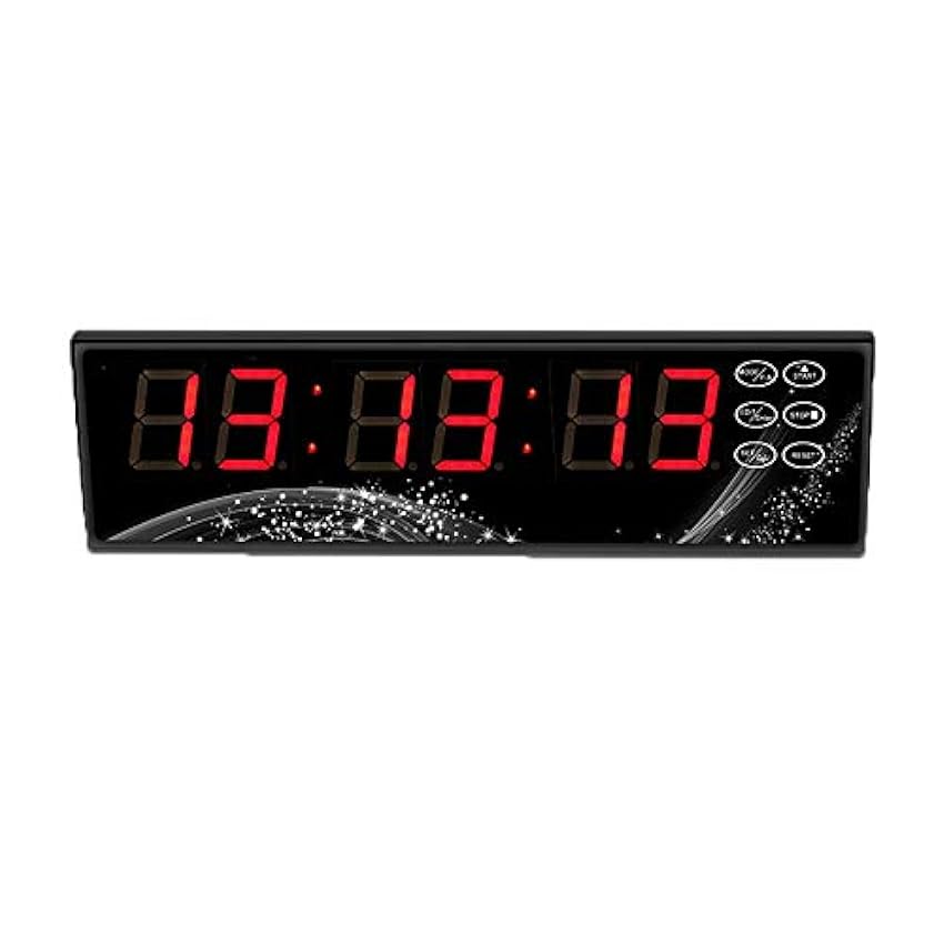 ZIQIDONGLAI Minuterie de Gymnastique CountUp contrôle LED d´horloge intervallomètre Compte à rebours numérique chronomètre Salle de Fitness (Color : Black, Taille : Digital Height 1.5inch) rwFSZYKw
