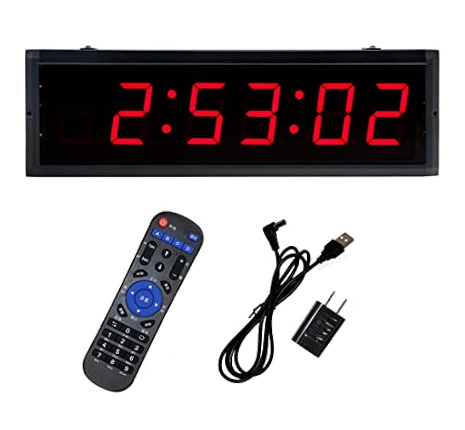 TAISK Minuterie de Fitness Portable, minuterie d´exercice intérieure à LED de 3 Pouces, Horloge Murale numérique avec télécommande, chronomètre d´entraînement QoLzVnif