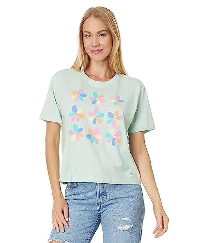 Life is Good Happy Daisies T-shirt à manches courtes Boxy Crusher™ oUL4T6jm