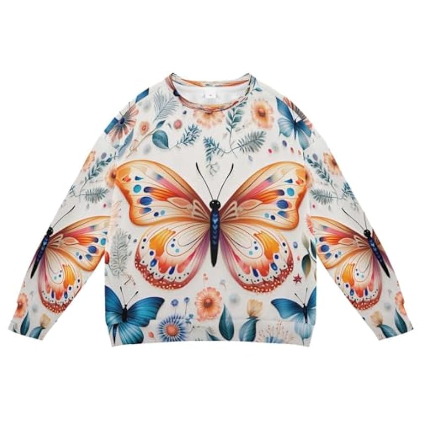 KAAVIYO Papillon Fleur Art Sweat-Shirt Doux À Manches L