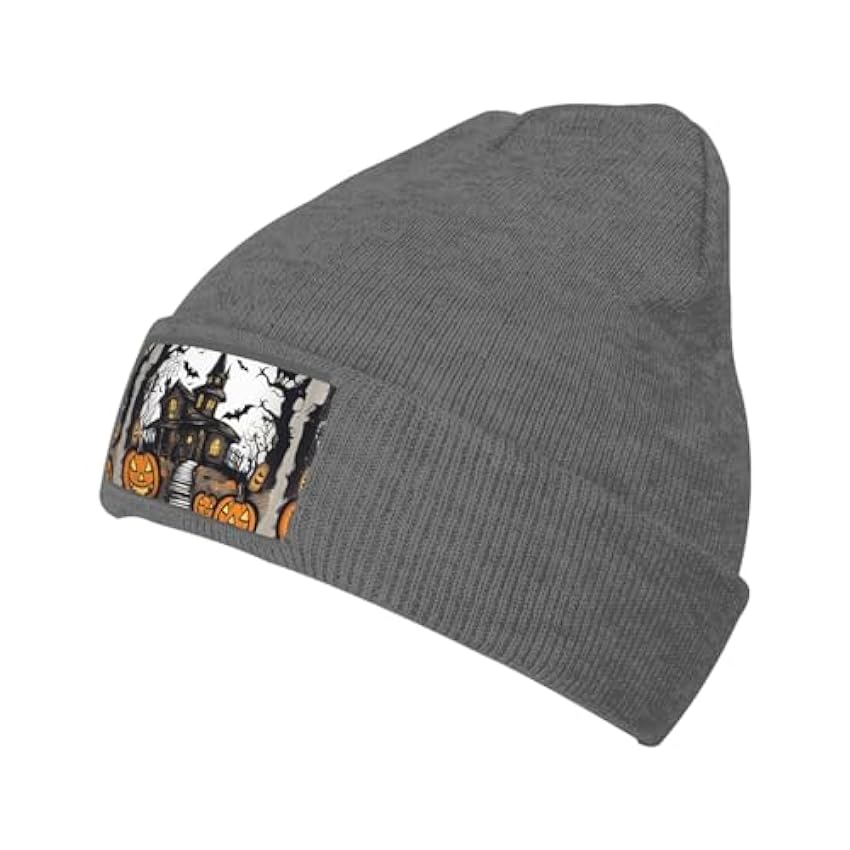 NEZIH Chapeau tricoté avec imprimé vectoriel Happy-Halloween-Cadeau Unisexe Hiver Chaud Chapeau d´extérieur ou usage quotidien, chapeau pour adultes et enfants HB1P2TvN