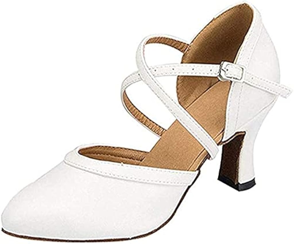 Chaussures de Danse Latine pour Femmes 7cm de Talon Boucle Ajustée Salsa Tango MA4VChT7