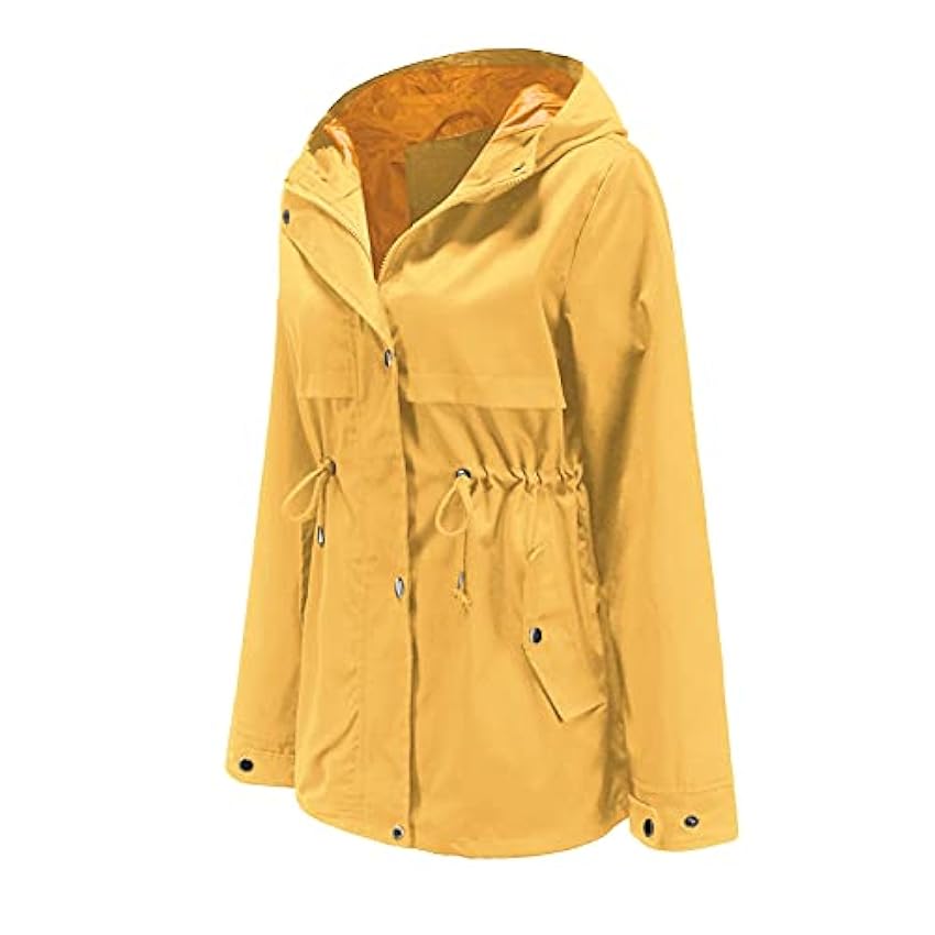 Veste de pluie pour femme - Fermeture éclair - Cordon de serrage - Tunique - Manteau d´extérieur - Imperméable - Respirant - Pour le printemps et l´automne - Pour la randonnée, le trekking et q8Rc4jnS