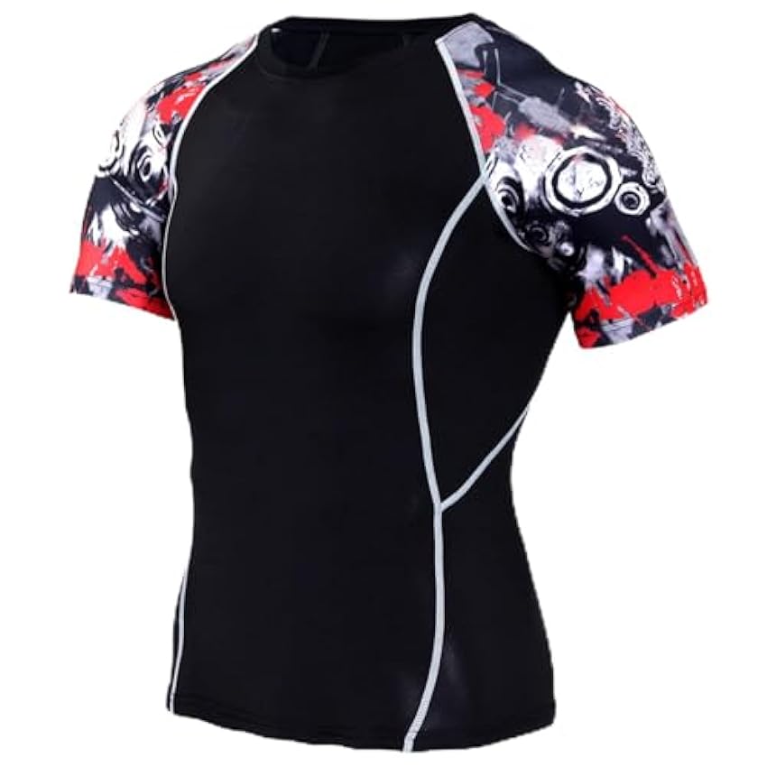 Hommes Rash Vest - Protection UV Baselayer Compression Shirt Top Impression Manches Courtes Cool Dry Sport Training Cycling Jersey T-Shirt xeMxUhN5