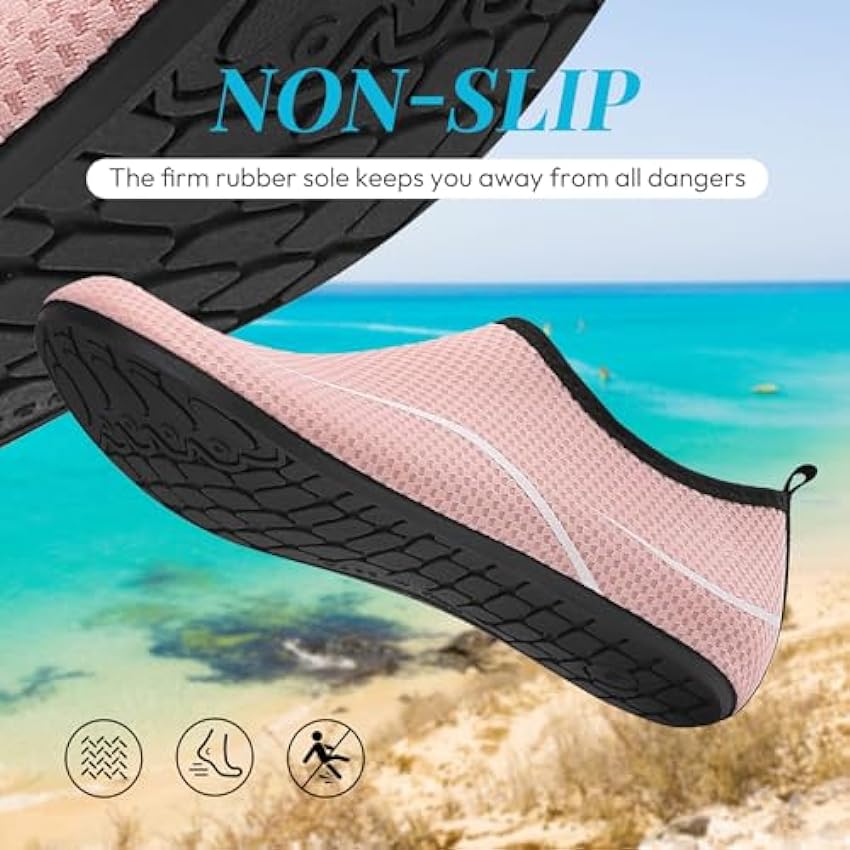 Chaussure Aquatique Femmes Chaussures d´eau pour Surf Plongée Yoga Nager Séchage Rapide Antidérapant Respirant Chaussures pour Sport Aquatique.(Rose,41 EU) ErrdKycs