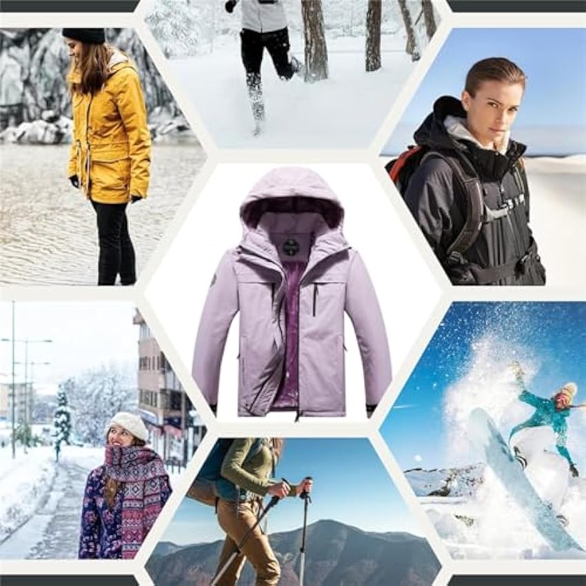 SotRong Manteau imperméable doublé en polaire pour femme - Veste d´hiver chaude avec capuche, pour l´extérieur, le camping, la randonnée, la marche, les voyages, la course à pied - Violet, taille L, amZJEZed