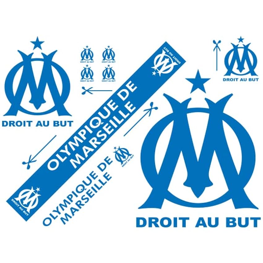 Stickers OM Olympique de Marseille - Sticker mural Football - 115 x 85 cm Azur rv9UfshW