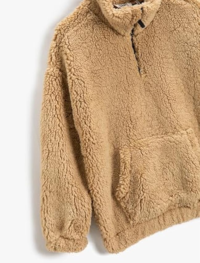 Koton Teddy Sweatshirt Stand-Up Neck Zip Detail, Maillot de survêtement Garçons, Camel(105), mQad5Kud