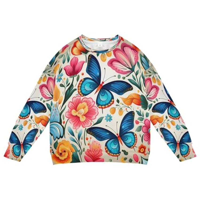 KAAVIYO Motif De Fleurs Papillons Art Sweat-Shirt Doux 