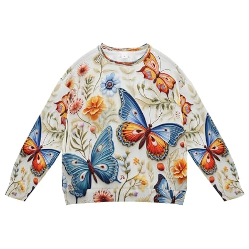 KAAVIYO Papillons Colorés Fleurs Art Sweat-Shirt Doux À