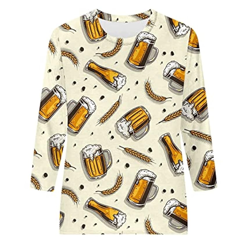 T-shirt à manches sept points pour femme - Imprimé Oktoberfest - Haut tendance - Shopping en ligne - Pour homme - Bière oLMk16bK