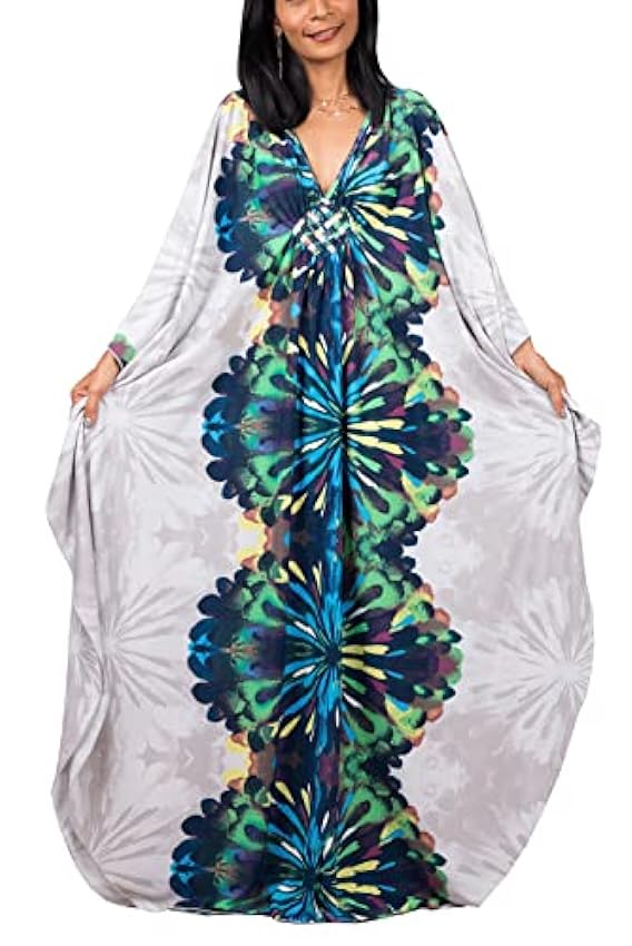 YOUKD Floral d´été Caftan Ample Boho Plage Bikini Robe de Soirée Robe de Grande Taille pour Femme nDgfThas